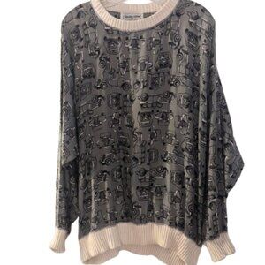 Vintage Carole Little for St Tropez Wear Car Print Top 100% Silk